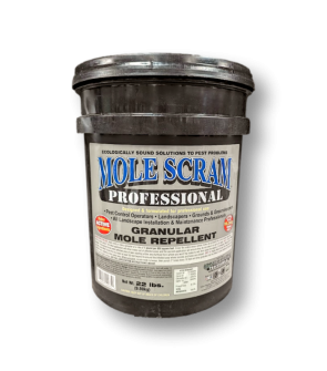 container of mole scram professional granular mole repellent