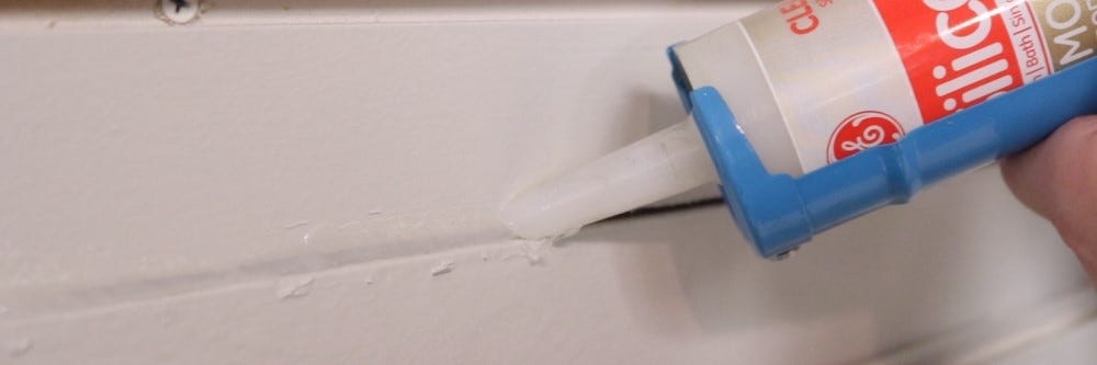 sealing crevice with caulk