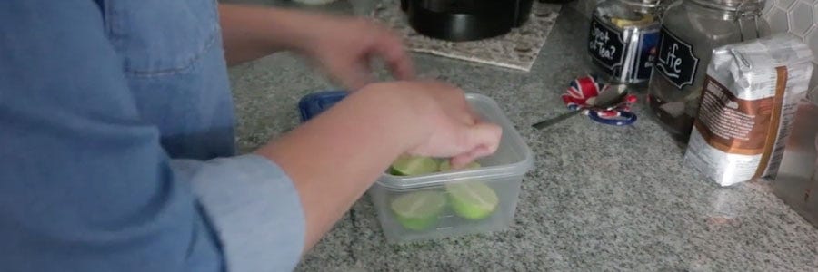 cleaning the house putting food in containers flies