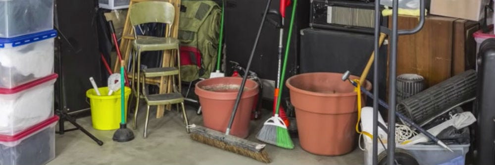 cluttered garage