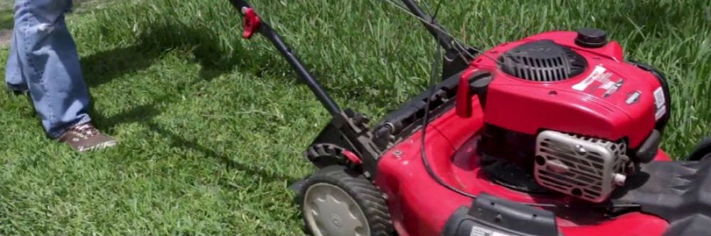 mowing grass