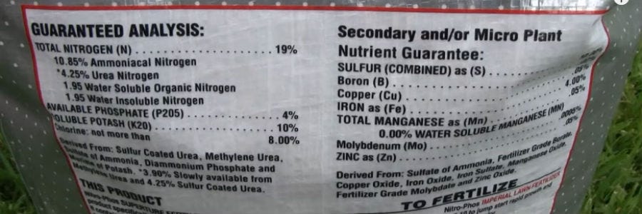 Check the fertilizer label Fertilizer label