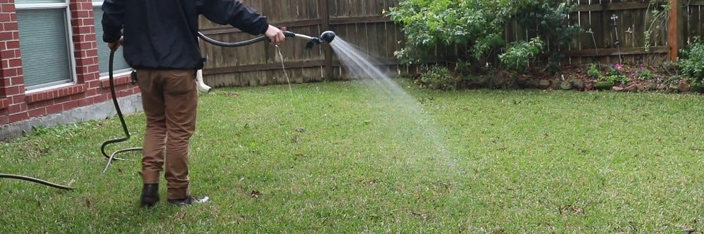 Watering the lawn in the summer