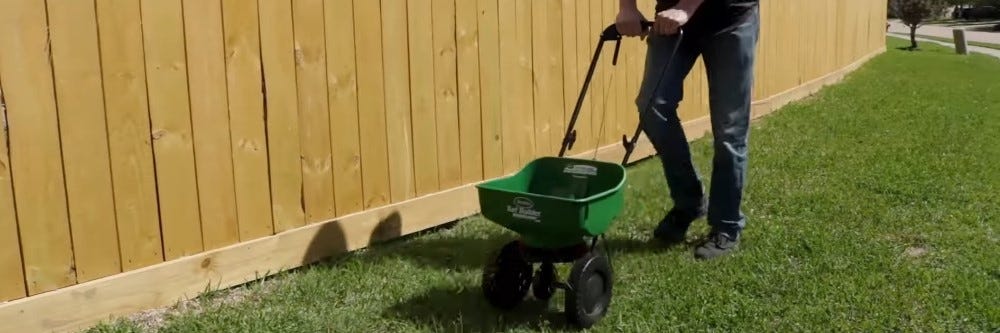 Applying Granular Product to Lawn 