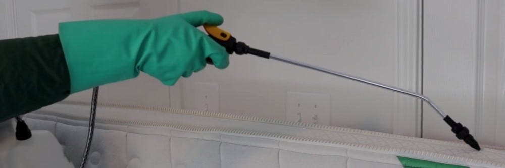 Spraying pesticide indoors