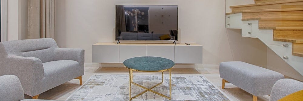 Living room that needs steam cleaning