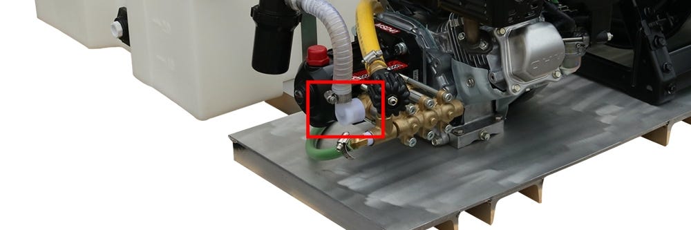 Nylon barb connect to a rig and pump assembly